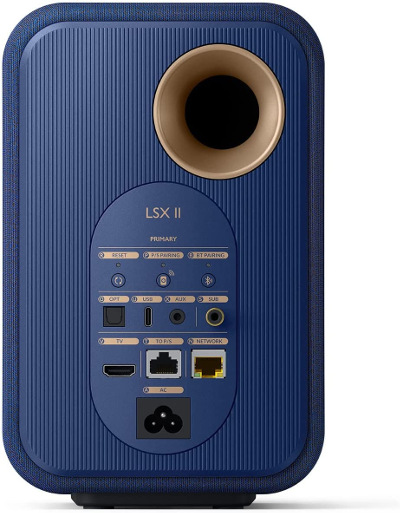 KEF LSX II Wireless HiFi Speakers (Cobalt Blue) - Rear connectivity found on Primary Speaker